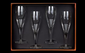 Fennwright Manson Studio Hand Cut Lead Crystal Set of 4 Champagne Glasses - Lead 24% with Lidded