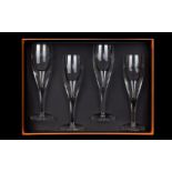 Fennwright Manson Studio Hand Cut Lead Crystal Set of 4 Champagne Glasses - Lead 24% with Lidded