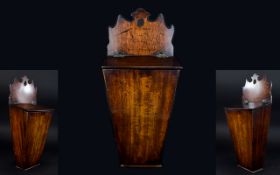 Regency Period Wonderful Oak - Lidded Candle Box of Tapered Form with Hinged Lift Up Lid and Carved