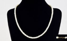 Elegant and Quality Single Strand Cultured Pearl Necklace with a 14ct Gold Clasp. Well Matched Set