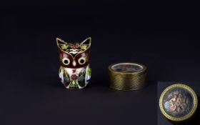 A Fine Quality Cloisonne / Enamel Owl Figure.