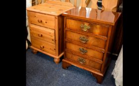 A Small Pine Chest Of Drawers Together with a small mahogany finish four drawer chest