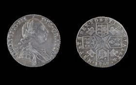 George III Silver Shilling with Semee of Hearts on Hanoverian Shield. Date 1787. E.