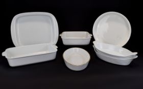 A Collection of Assorted White Ceramic Oven to Tableware Oven Dishes.