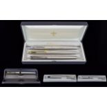 Parker Fountain Pens Collection of Six ( 6 ) with 14ct Gold Nibs. All In Excellent Condition. c.