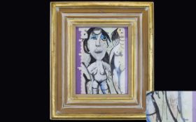 John Thompson (British 1924-2011) Signed Mixed Media Figure Study On Paper Framed and mounted under