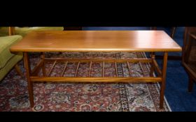 A Mid Century Scandinavian Style Coffee Table Low rectangular teak table of simple form with warm