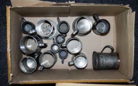 Collection of Pewter Tankards and Measures Fourteen in Total.