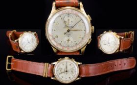 Exactus - Swiss 18ct Rose Gold - Gentleman's Mechanical Wind Chronograph Wrist Watch,