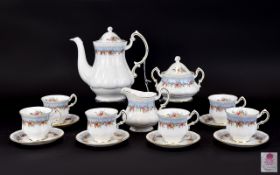Paragon Bridesmaid Coffee Set comprising coffee pot, milk jug and sugar bowl, 6 cups and saucers.