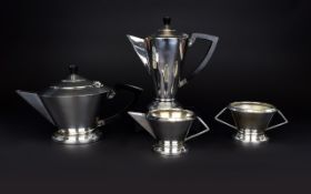 Art Deco Period Impressive 4 Piece Silver Plated Tea - Coffee Service.