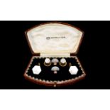 Art Deco Period Rose Gold Plated and Mother of Pearl Gentleman's Pair of Cufflinks with Matching