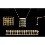 Swarovski Cut Crystal and Gold Plated Statement Bracelet and Matching Necklace / Drop,