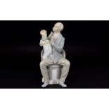 Lladro - Large Hand Painted Porcelain Figure ' Grandfather and Child ' Model Number 4654. Issued