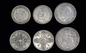 A Small Collection Of Silver Coins Three in total to include 1914 George V Silver Half Crown,