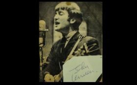 John Lennon (The Beatles) Autograph on Page 1963 together with photo. No Provenance.