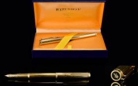 Waterman- Paris Ideal Gentleman's 18ct Gold Plated - Delux Fountain Pen.