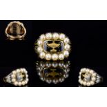 Victorian Period - Fine Quality 15ct Gold and Enamel Set Mourning Ring,