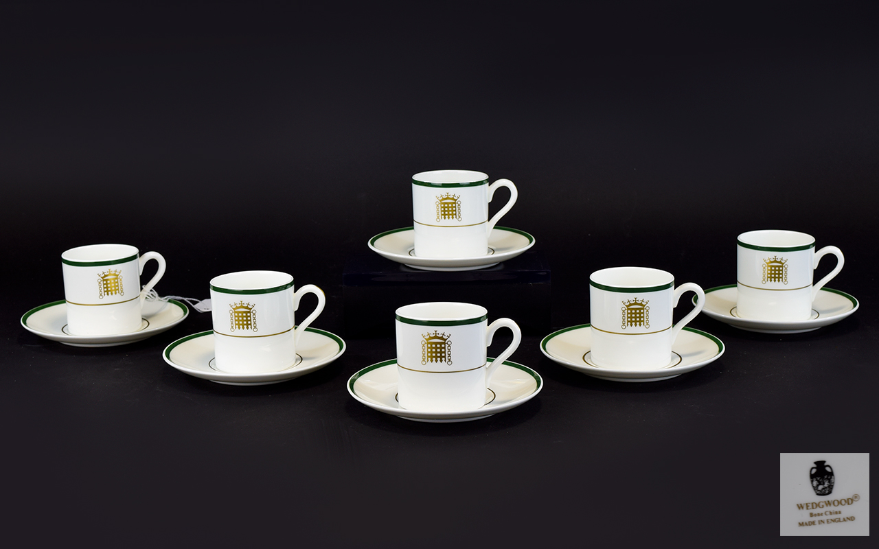 Wedgwood Bone China Set of 6 Coffee Cans and Saucers.