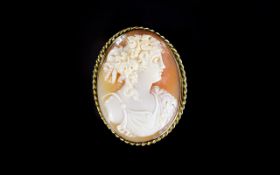 A Nice Quality - Oval Shaped Well Carved Shell Cameo / Brooch / Pendant,