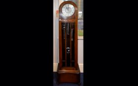 Art Deco "Enfield" Longcase Clock, Silvered Dial, Arabic Numerals,