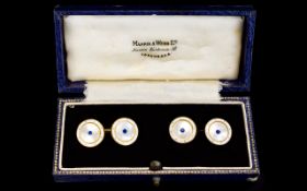 1930's Period - Fine Quality Gentleman's Pair of Rose Gold and Mother of Pearl Cufflinks.