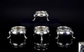 Victorian Period Nice Quality and Good Set of 4 Silver Salts.