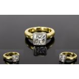 Ladies 18ct Single Stone Diamond Ring The princess cut diamond of excellent colour, estimated G-H