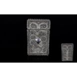 North African White Metal Filigree Card Case, a European style hinged card case, 3.75 inches x 2.25,