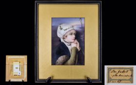 Hutschenreuther Superb Quality Hand Painted Porcelain Plaque - Profile Portrait of a Young Woman. c.