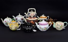 A Collection of 19th Century Ceramic Teapots ( 10 ) In Total.