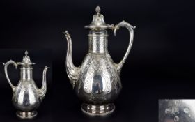 Victorian Fine Quality and Impressive Silver Coffee Pot of Pleasing Form with Pineapple Finial to