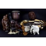 Collection Of African Related Items, Comprising Carved Busts, Elephants, Figures,