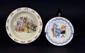 Royal Doulton Bunnykins Dish, Rabbit backstamp to base, together with a Royal Norfolk Pottery,