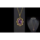 Antique 9ct Gold Amethyst And Seed Pearl Set.