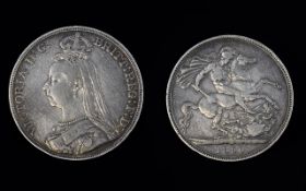 Queen Victoria Jubilee Head Silver Crown. Date 1890. V.F. Condition. Please See Photo for Grade.