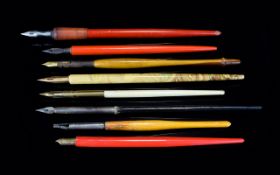 Antique Period - Collection of Assorted Dip Pens ( 8 ) Eight In Total.