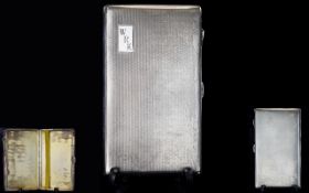 Gentleman's 1940's Large Engine Turned Silver Cigarette Case. Hallmark Birmingham 1943. 195 grams.