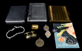 A Collection Of Vintage Cigarette Cases And Assorted Ephemera A varied collection to include two