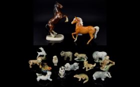 Small Amount of Ceramics comprising a collection of Wade Whimsies including Panda, Lion, monkeys,