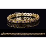 Ladies - Well Made 18ct Yellow Gold Sapphire and Diamond Bracelet,