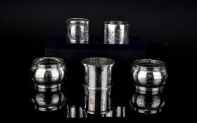 Collection of Assorted Silver and Silver Plated Napkin Holders ( 5 ) In Total.