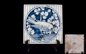 Antique Mintons China Works Stoke On Trent Decorative Tile Large hand painted ceramic tile in the