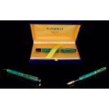 Waterman Paris ' Man 200 ' Green Marble and Gold Delux Fountain Pen, with 18ct Gold NIb.