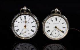 Two Silver Cased Open Face Pocket Watches.