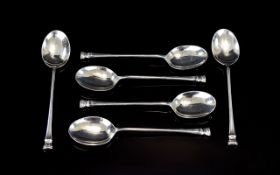 George VI Set of Six Silver Teaspoons. Hallmark Sheffield 1947. All Six Teaspoons In Mint Condition.