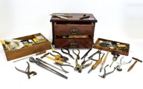 A Large Collection Of Jewellery Findings And Vintage Tools A varied collection to include two drawer