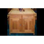 Solid Oak Sideboard Contemporary sideboard with two front cupboards,