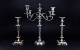 Edwardian Period Impressive and Well Made Silver Plated 4 Branch Candelabra of Classical Style and