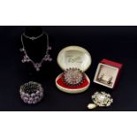 A Collection Of Crystal Set Costume Jewellery Five items in total to include a large and impressive